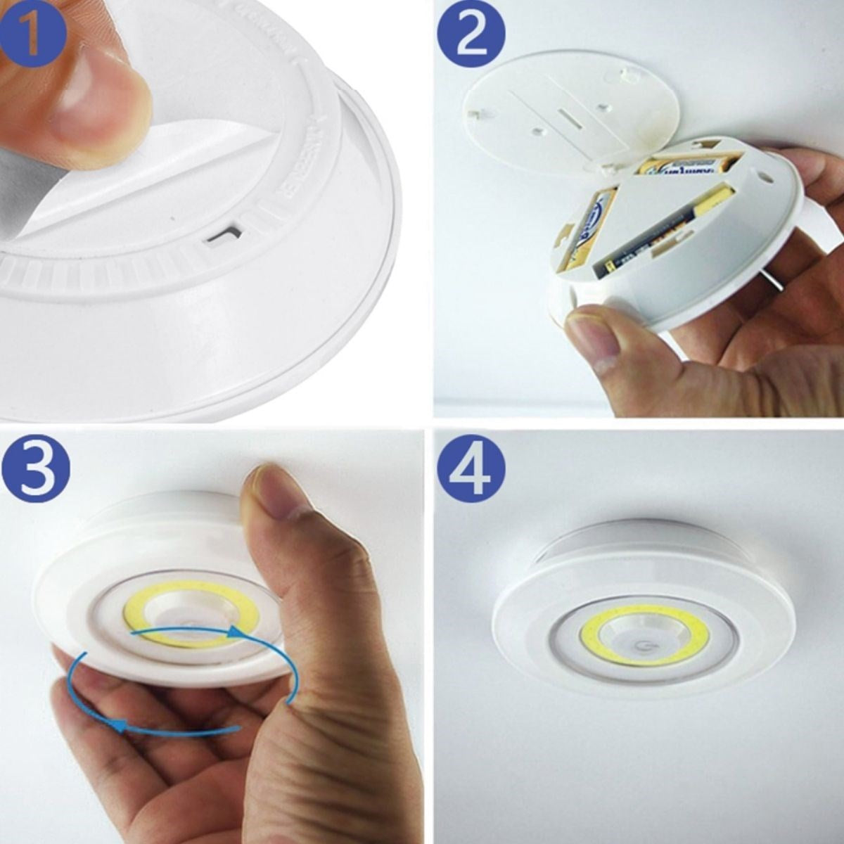 3lü Uzaktan Kumandalı Pilli Yapışkanlı Kablosuz Led Spot Lambalar