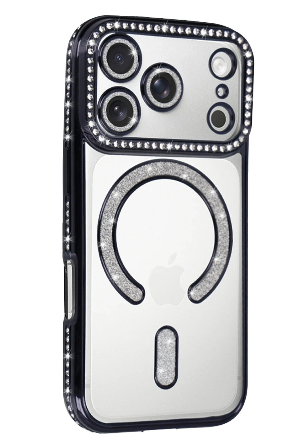 Mey İthalat® iPhone 17 Pro Max Joke Simli Magneticsafe Kılıf - Siyah