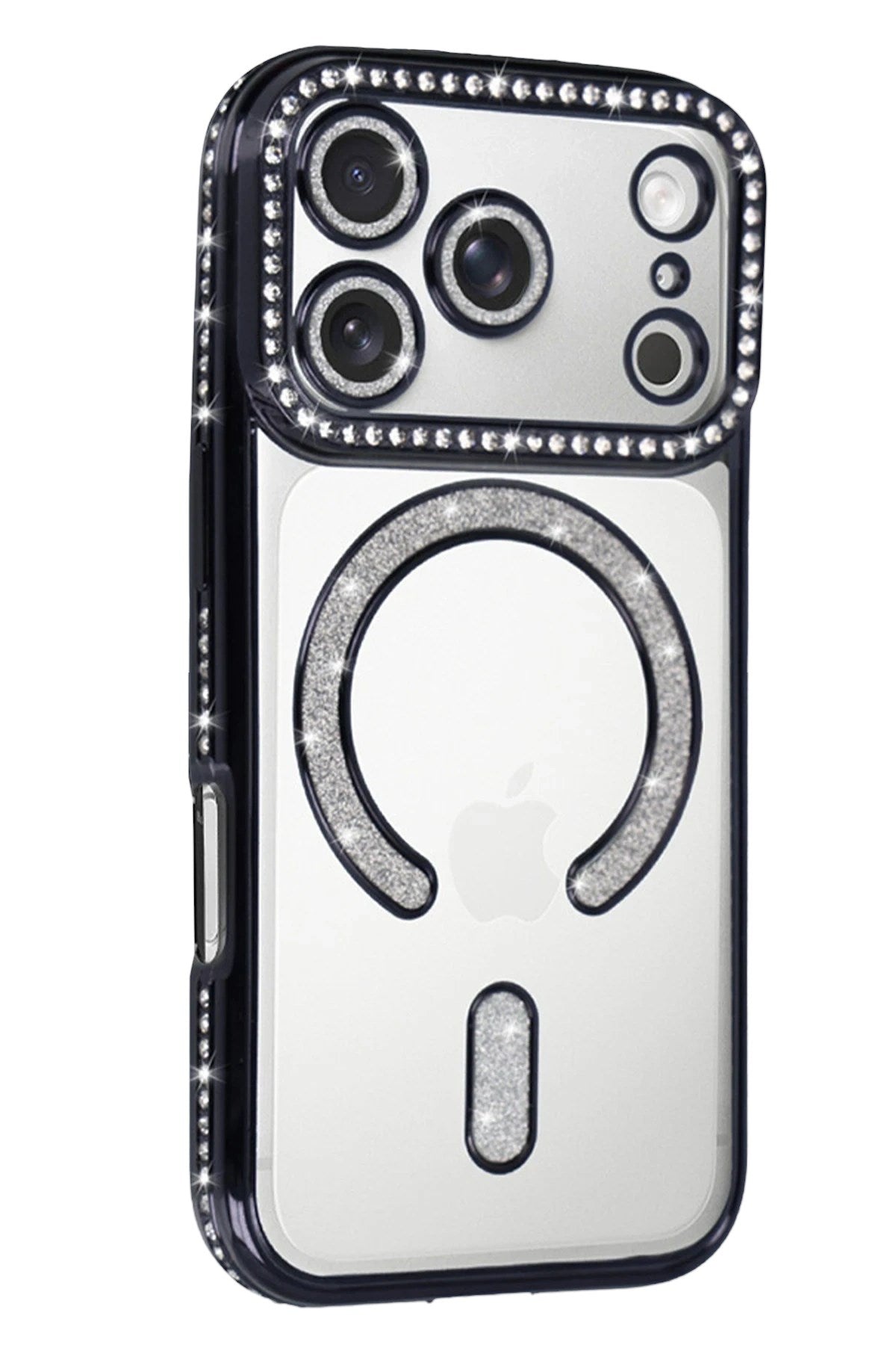 Mey İthalat® iPhone 17 Pro Max Joke Simli Magneticsafe Kılıf - Siyah