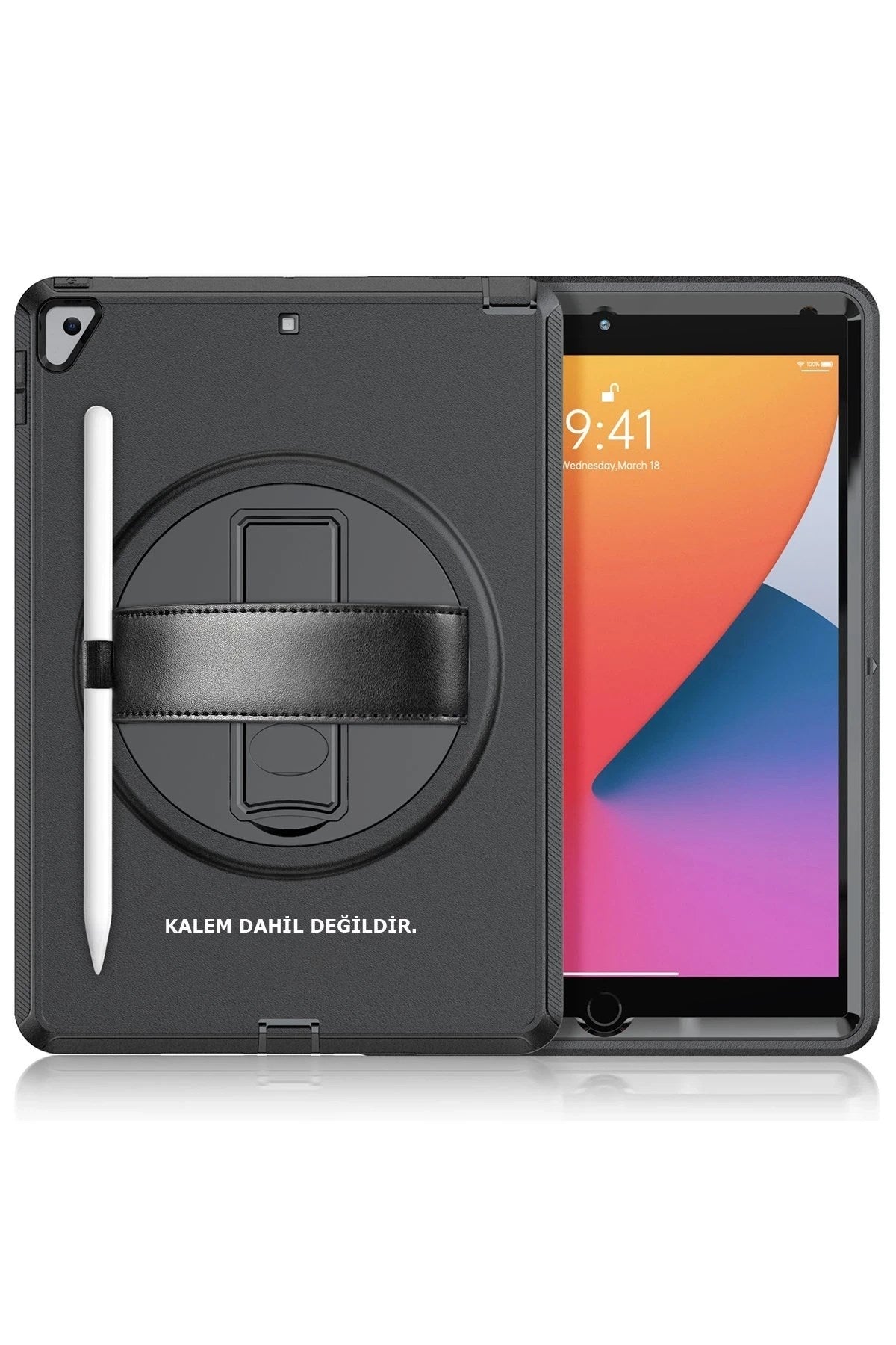 Mey İthalat® iPad 10.2 (7.nesil) Kılıf Hand Strap Tablet Kılıfı - Siyah