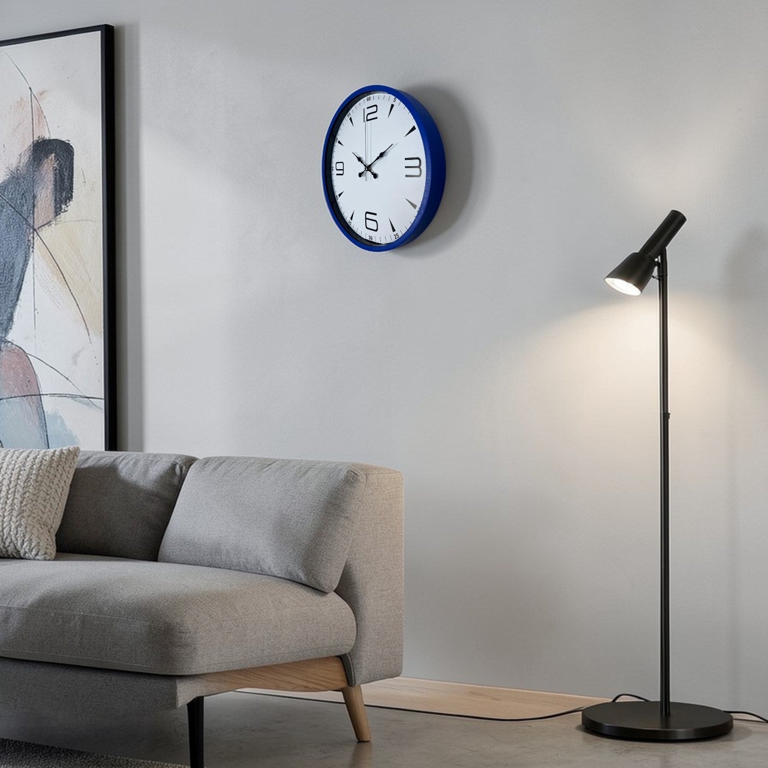 Lacivert Çerçeveli Beyaz Kadran 36 Cm Duvar Saati