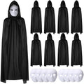 Mey İthalat® 120 cm Siyah Kapüşonlu Pelerin ve Boyanabilir Karton Maske 8’li Set