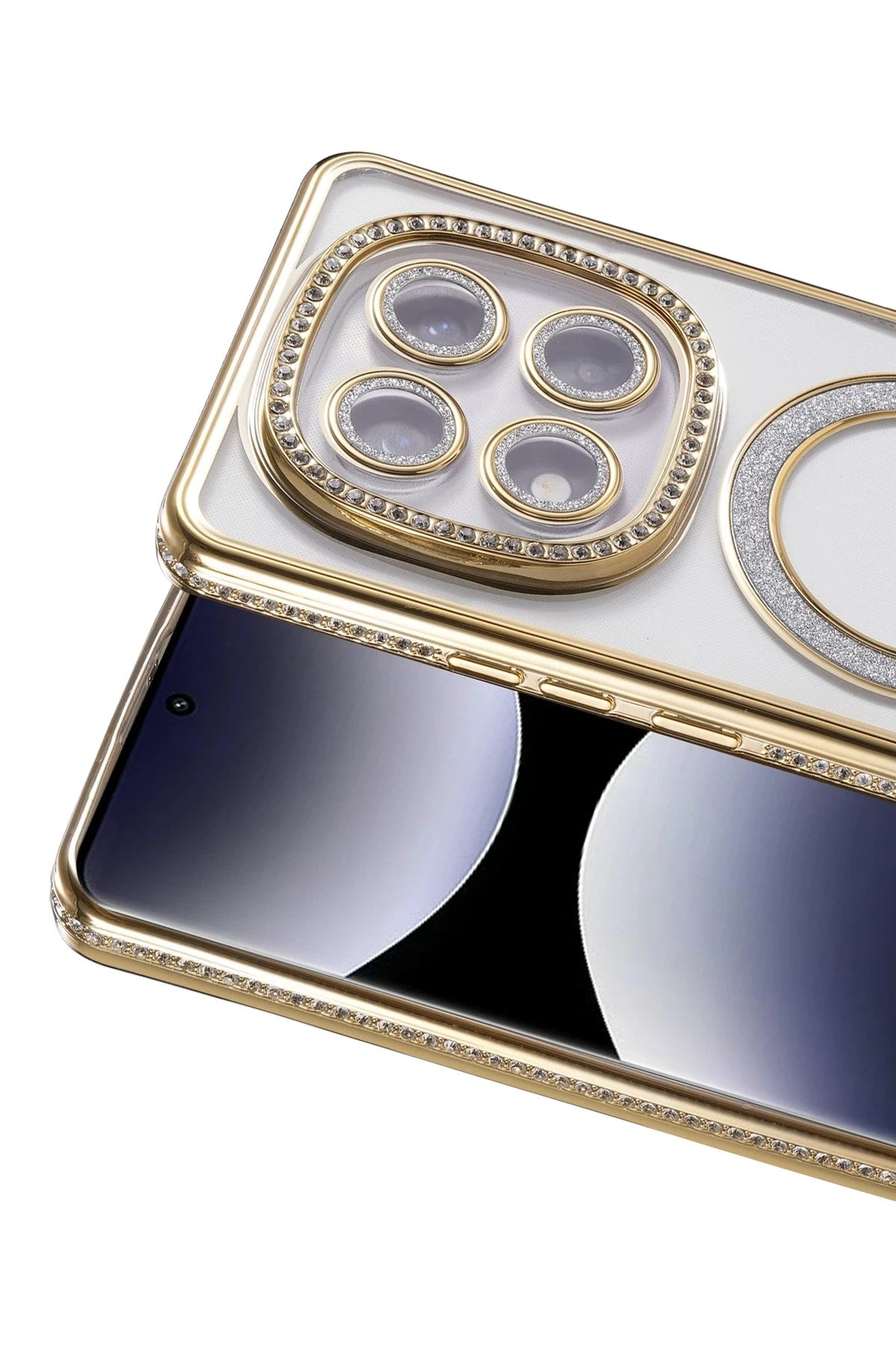Mey İthalat® Redmi Note 14 Pro 5G Joke Simli Magneticsafe Kılıf - Gold