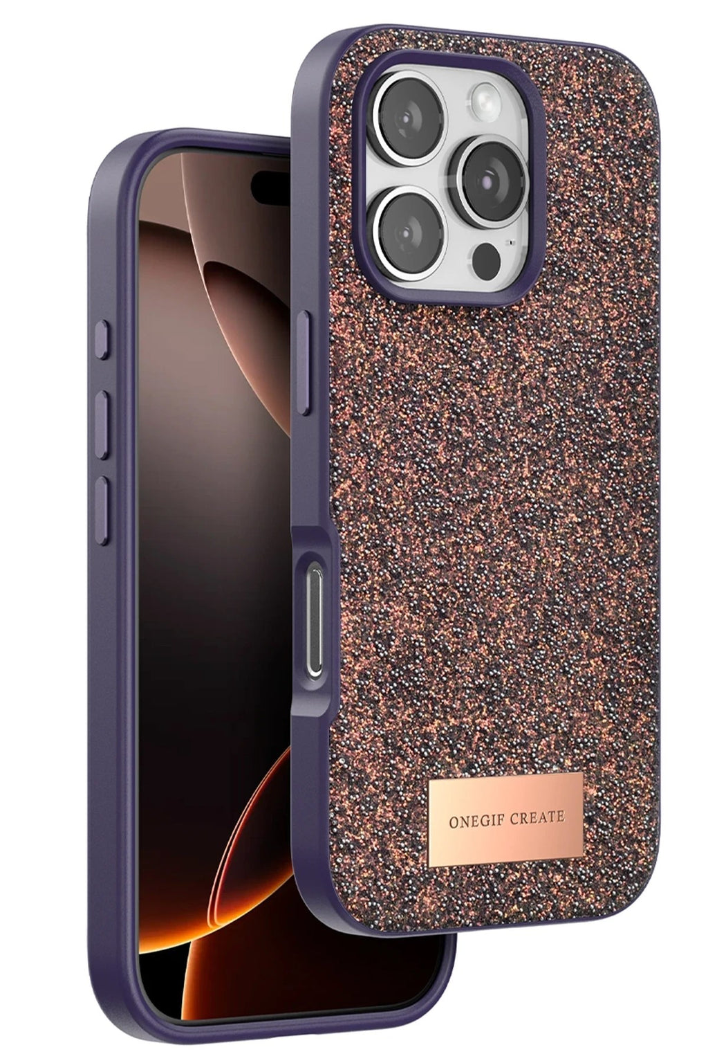 Mey İthalat® iPhone 16 Pro Max Bright Simli Kapak - Derin Mor