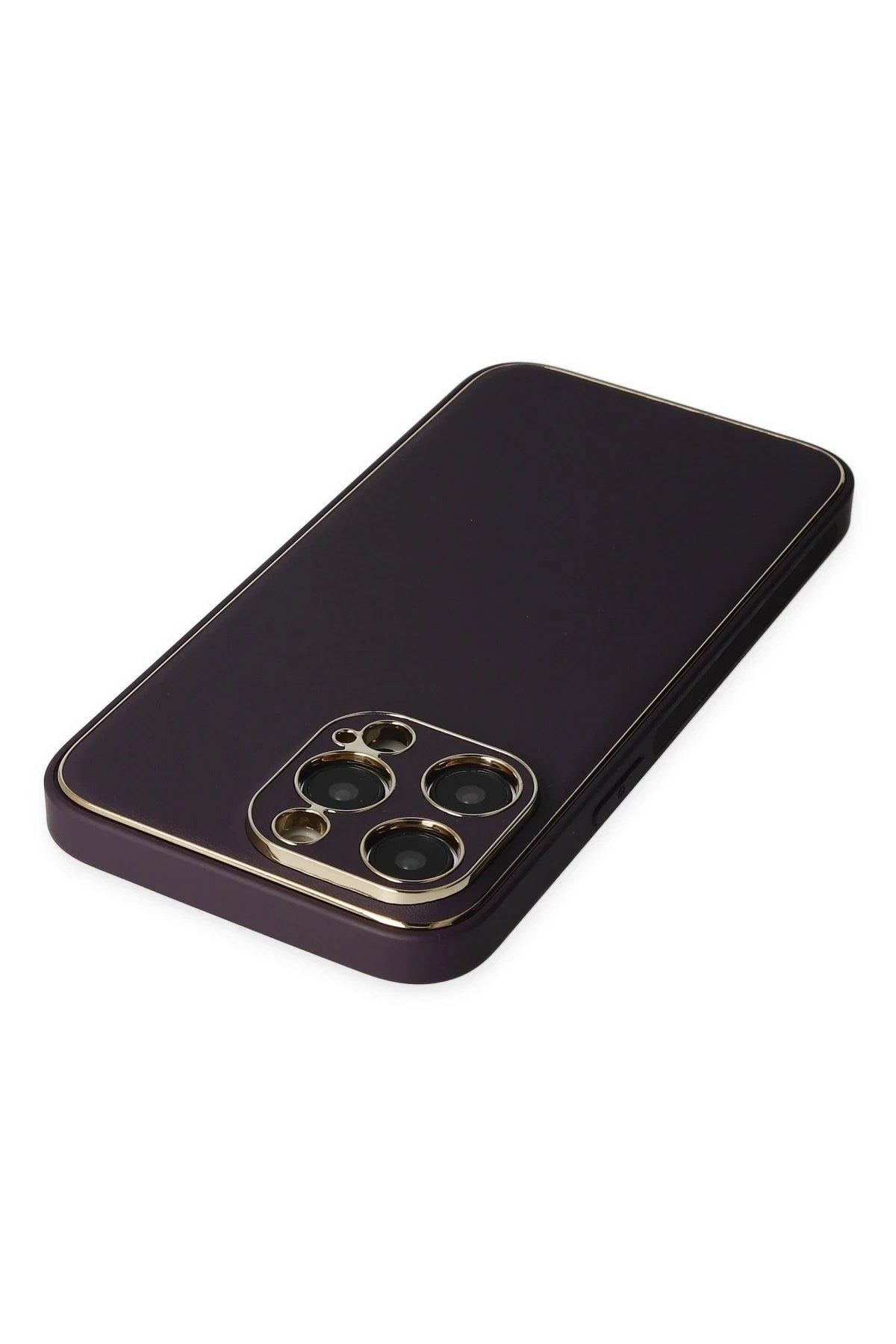 Mey İthalat® iPhone 13 Pro Max Kılıf Coco Deri Silikon Kapak - Derin Mor