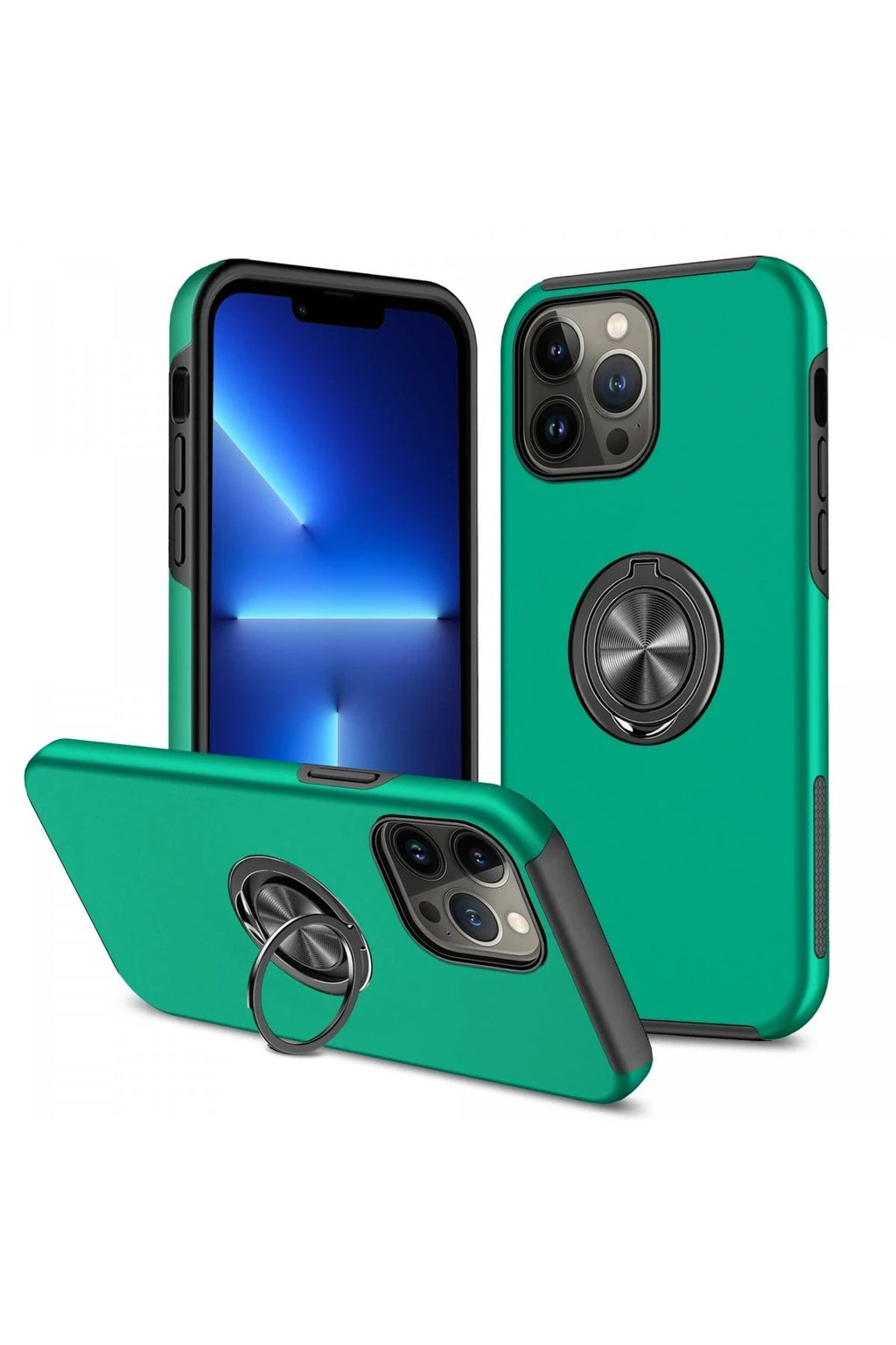 Mey İthalat® iPhone 13 Pro Kılıf Elit Yüzüklü Kapak - Yeşil
