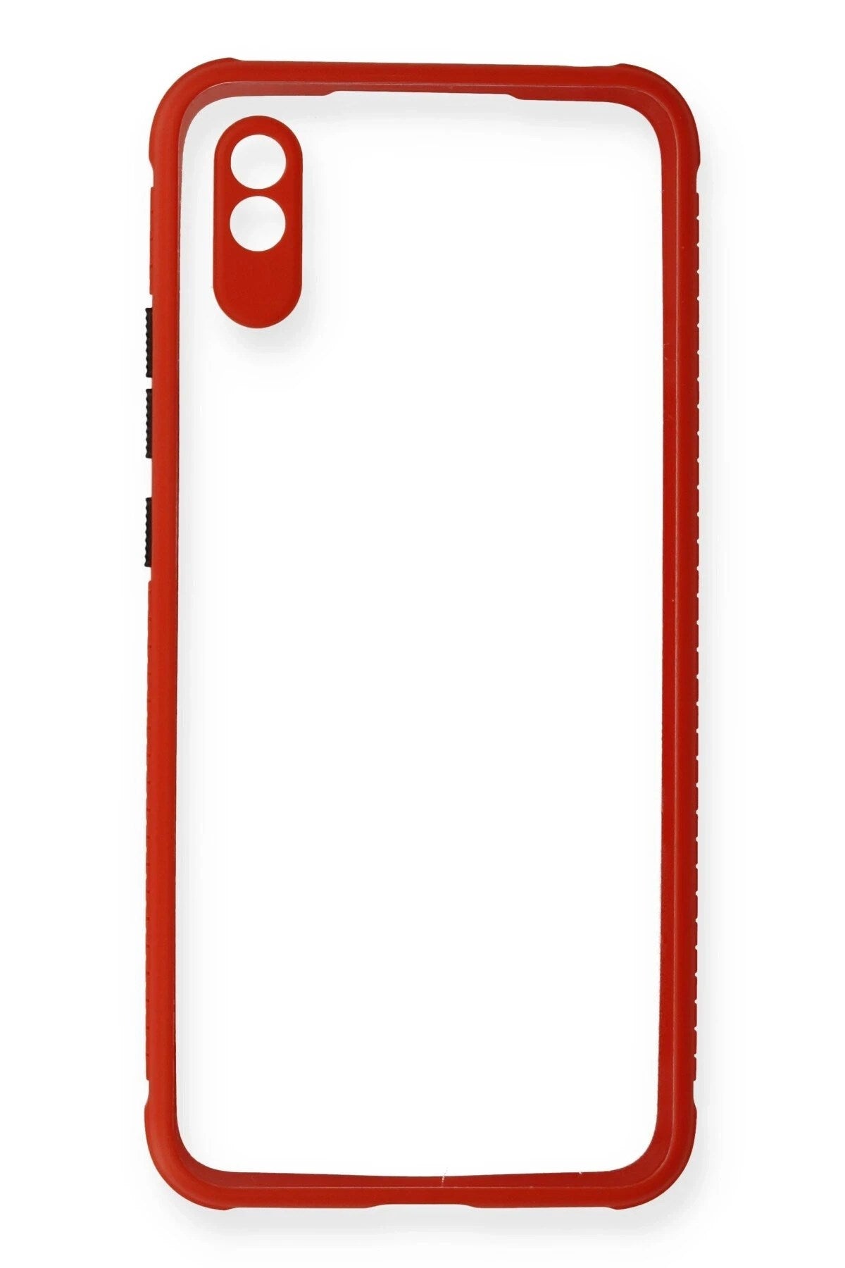 Mey İthalat® Redmi 9A Kılıf Miami Şeffaf Silikon - Kırmızı