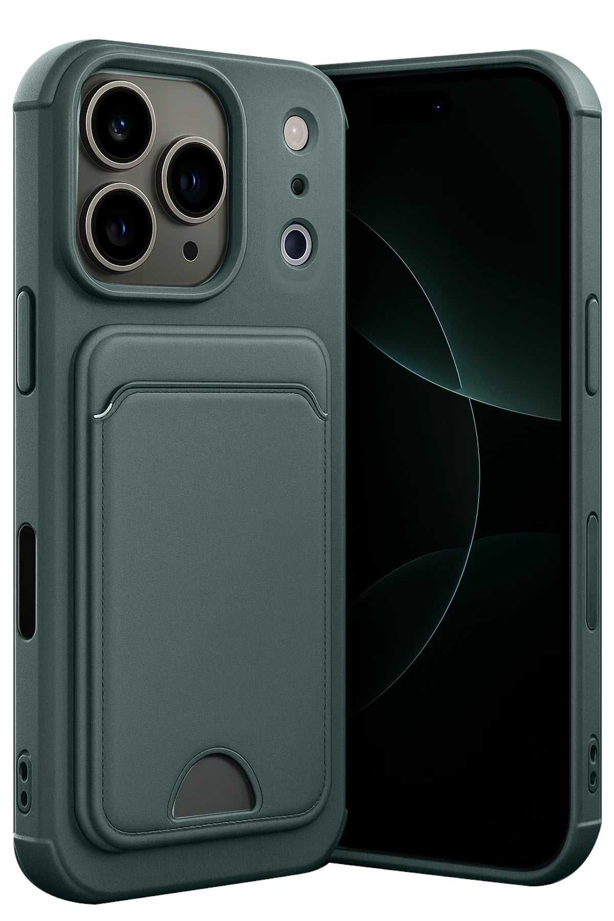 Mey İthalat® iPhone 17 Pro Kelvin Kartvizitli Silikon - Koyu Yeşil