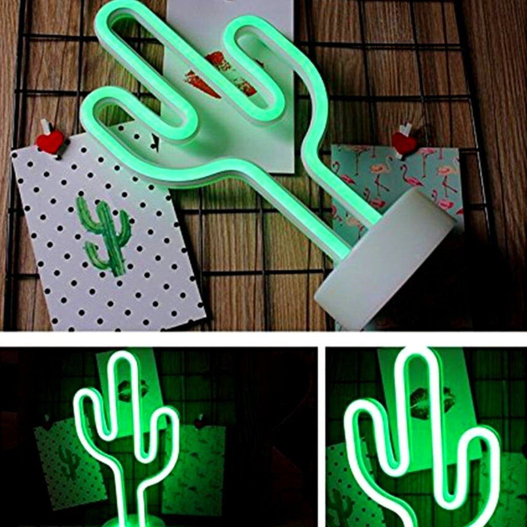 Kaktüs Dekoratif Neon Led Masa Ve Duvar Lambası Gece Lambası