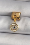 Mey İthalat® 316L Çelik Gold Renk Sallantı Zirkon Taşlı Göz Model Nomination Charm