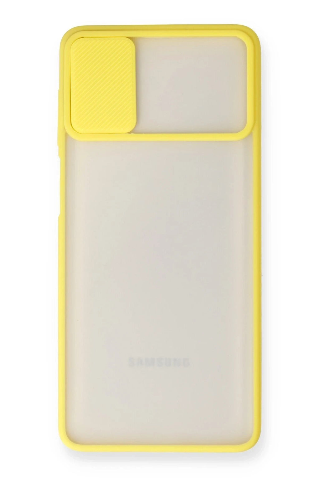 Mey İthalat® Samsung Galaxy M51 Kılıf Palm Buzlu Kamera Sürgülü Silikon - Sarı