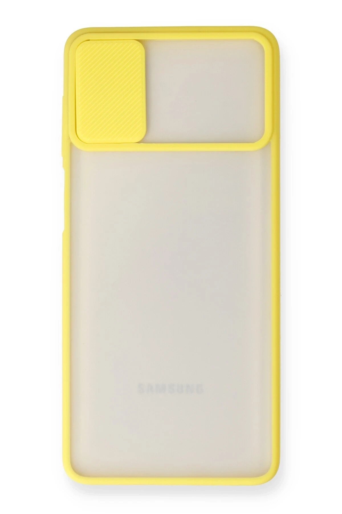 Mey İthalat® Samsung Galaxy M51 Kılıf Palm Buzlu Kamera Sürgülü Silikon - Sarı