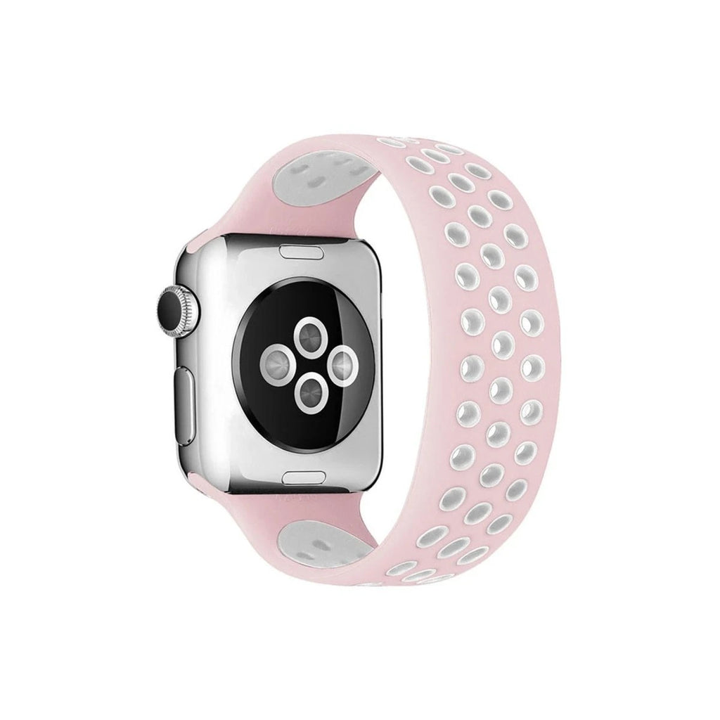Mey İthalat® Watch 38mm Ayarlı Delikli Silikon Kordon - Pembe-Beyaz