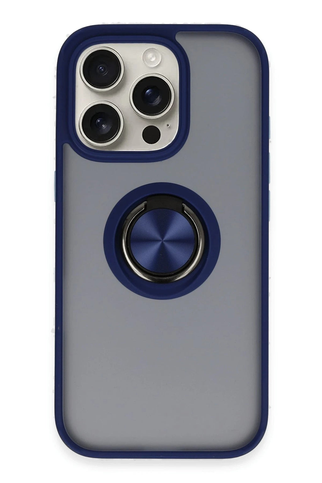 Mey İthalat® iPhone 16 Pro Max Kılıf Montreal Yüzüklü Silikon Kapak - Lacivert