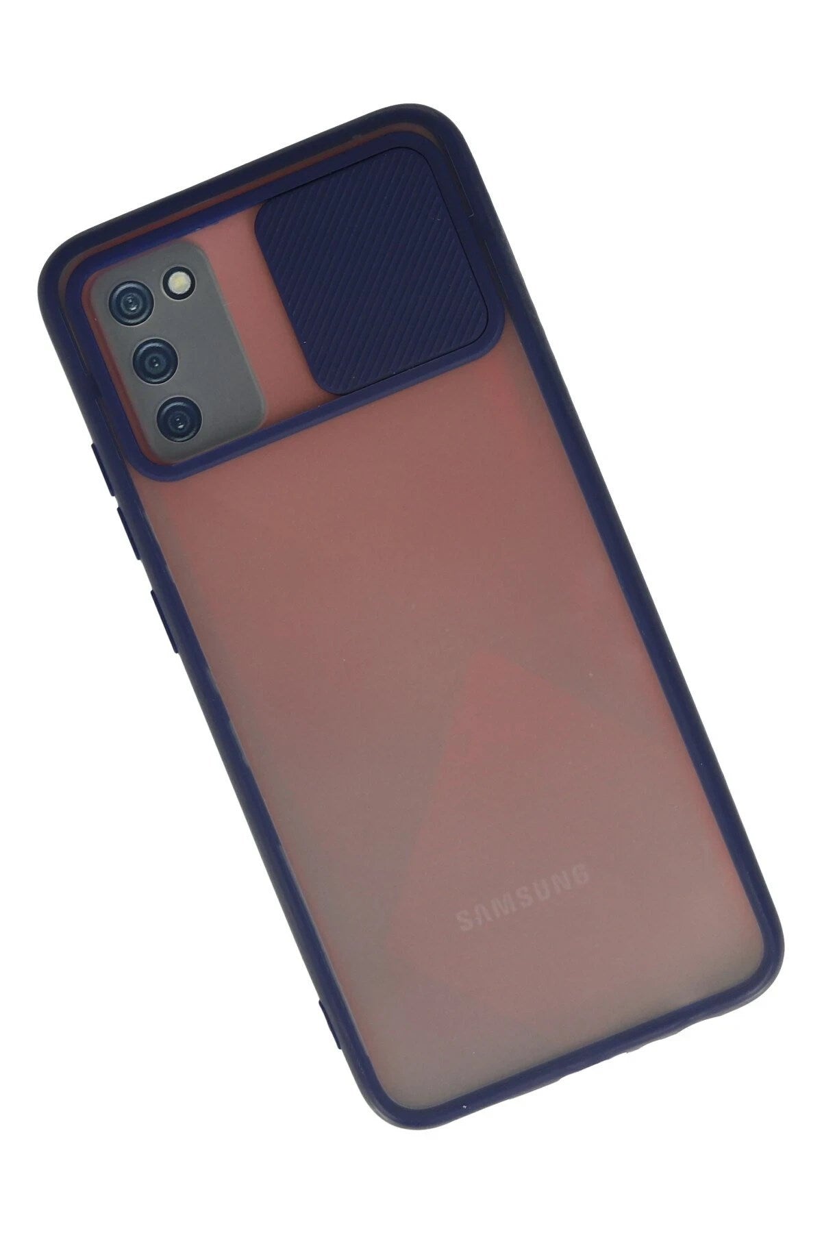 Mey İthalat® Samsung Galaxy A03S Kılıf Palm Buzlu Kamera Sürgülü Silikon - Lacivert