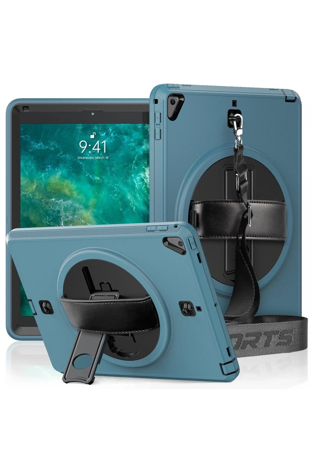 Mey İthalat® iPad 5 Air 9.7 Kılıf Strap-C Otterbox Tablet Kapak - Mavi