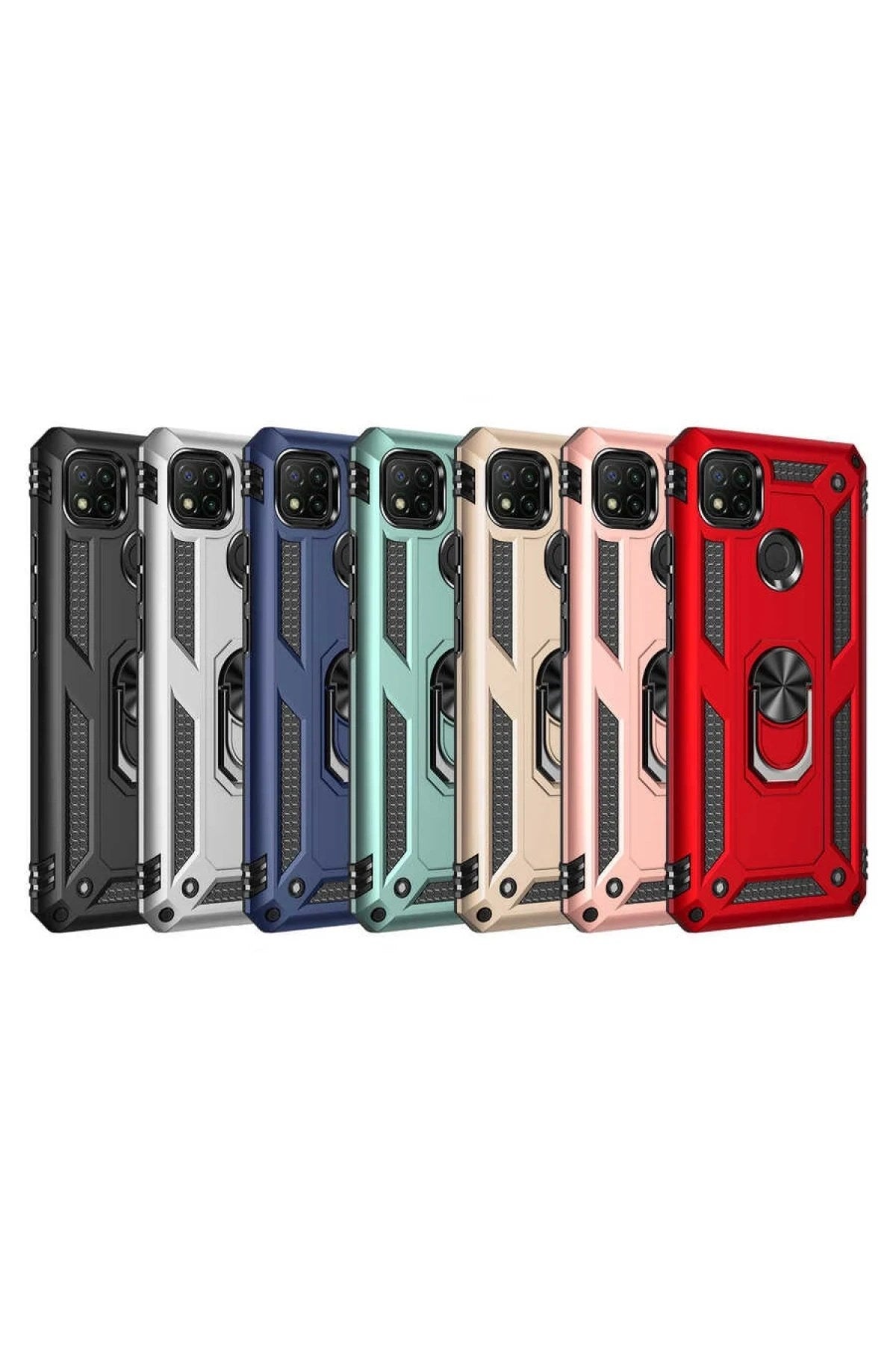 Mey İthalat® Redmi 9C Kılıf Sofya Yüzüklü Silikon Kapak - Gold