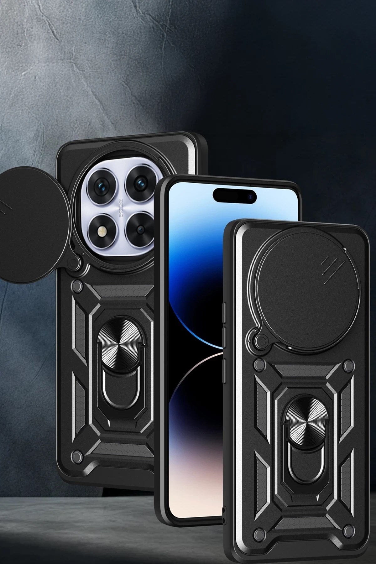 Mey İthalat® Redmi Note 14 Pro Plus Kılıf Pars Lens Yüzüklü Silikon - Yeşil