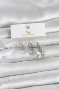 Mey İthalat® Pirinç Gümüş Renk Kelebek Model 3'lü Kadın Küpe