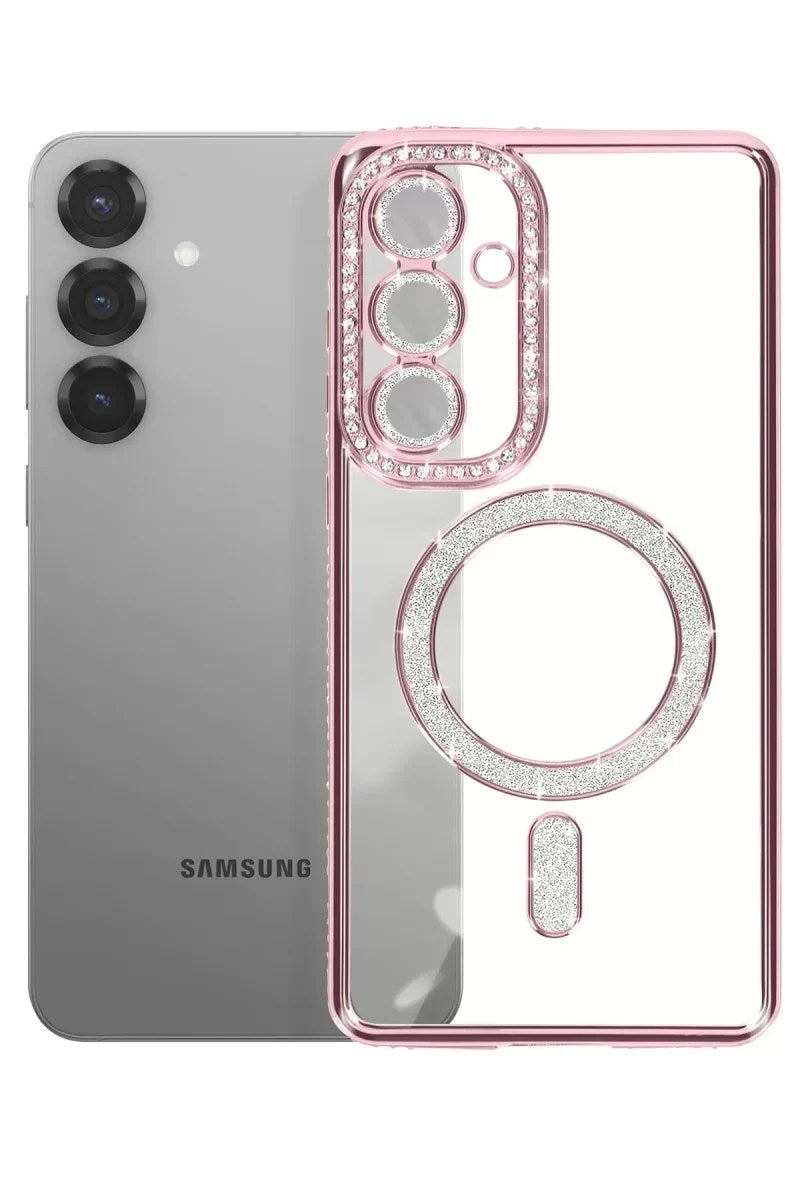 Mey İthalat® Samsung Galaxy A37 5G Joke Simli Magneticsafe Kılıf - Pembe