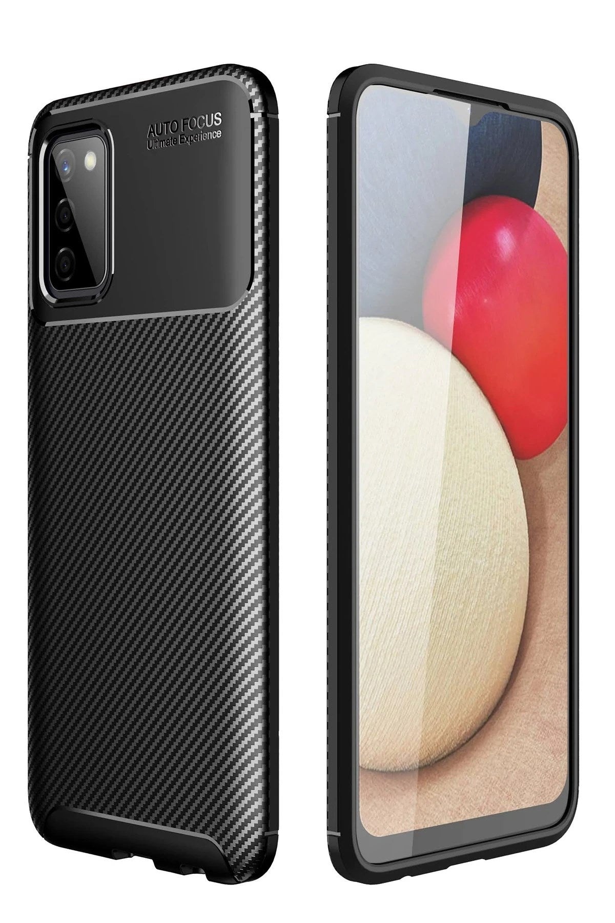 Mey İthalat® Samsung Galaxy A02S Kılıf Auto Focus Karbon Kapak - Siyah