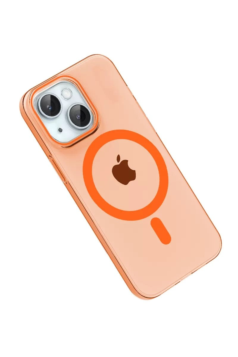 Mey İthalat® iPhone 15 PC Blank Magsafe Kapak - Turuncu