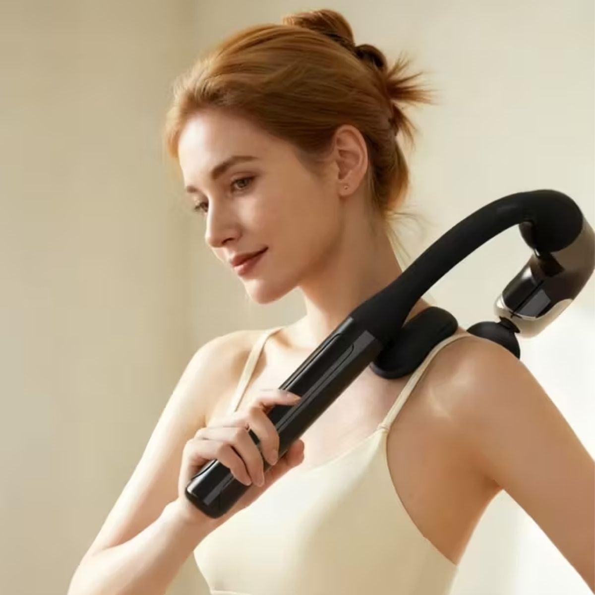 4 Farklı Başlıklı Uzun Saplı Derin Doku Masaj Tabancası, Boyun, Omuz ve Sırt için Ergonomik Saplı Çoklu Masaj Modlu Taşınabilir Masaj Aleti