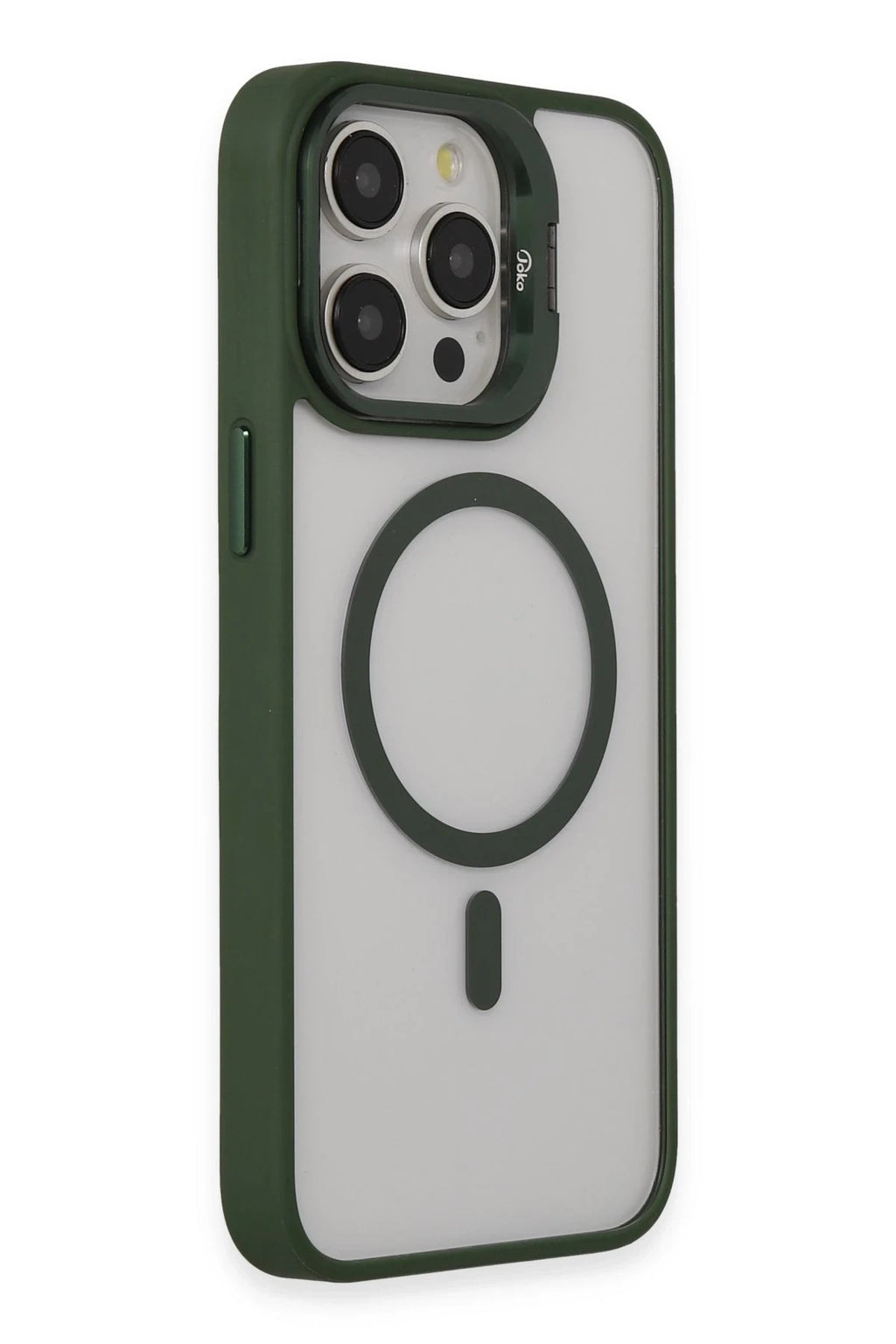 Mey İthalat® iPhone 15 Pro Max Kılıf Roblox Lens Magsafe Standlı Kapak - Koyu Yeşil