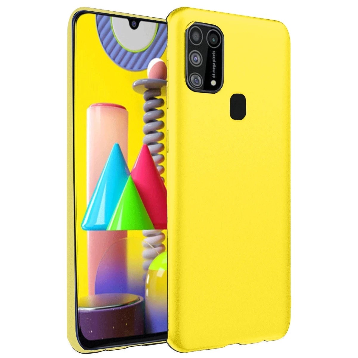 Mey İthalat® Samsung Galaxy M31 Kılıf Nano içi Kadife Silikon - Sarı
