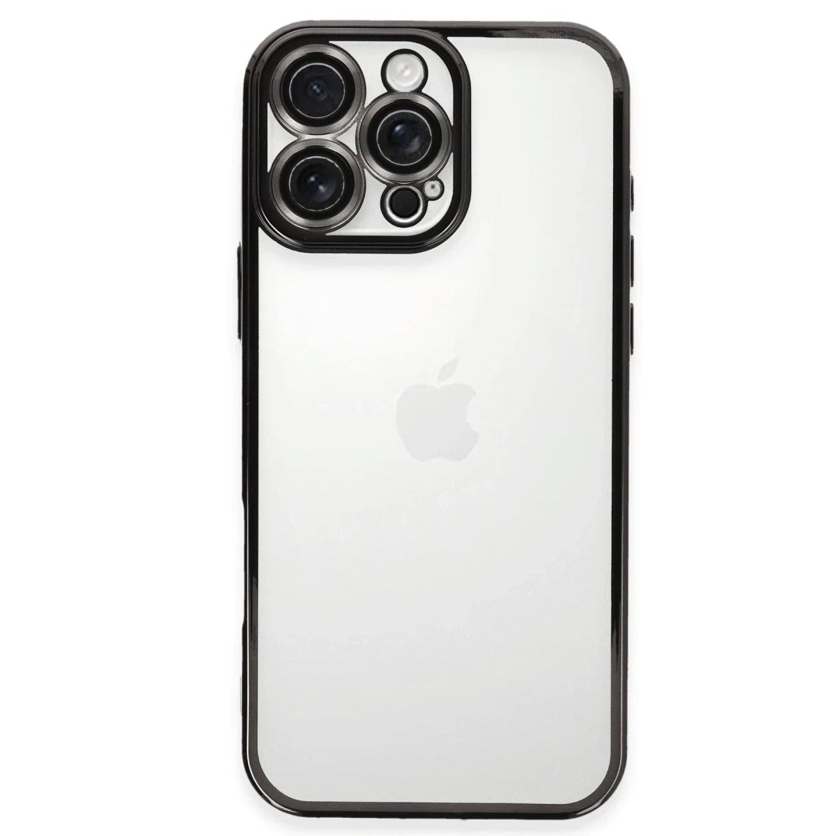 Mey İthalat® iPhone 16 Pro Max Kılıf Lensli Silikon - Siyah