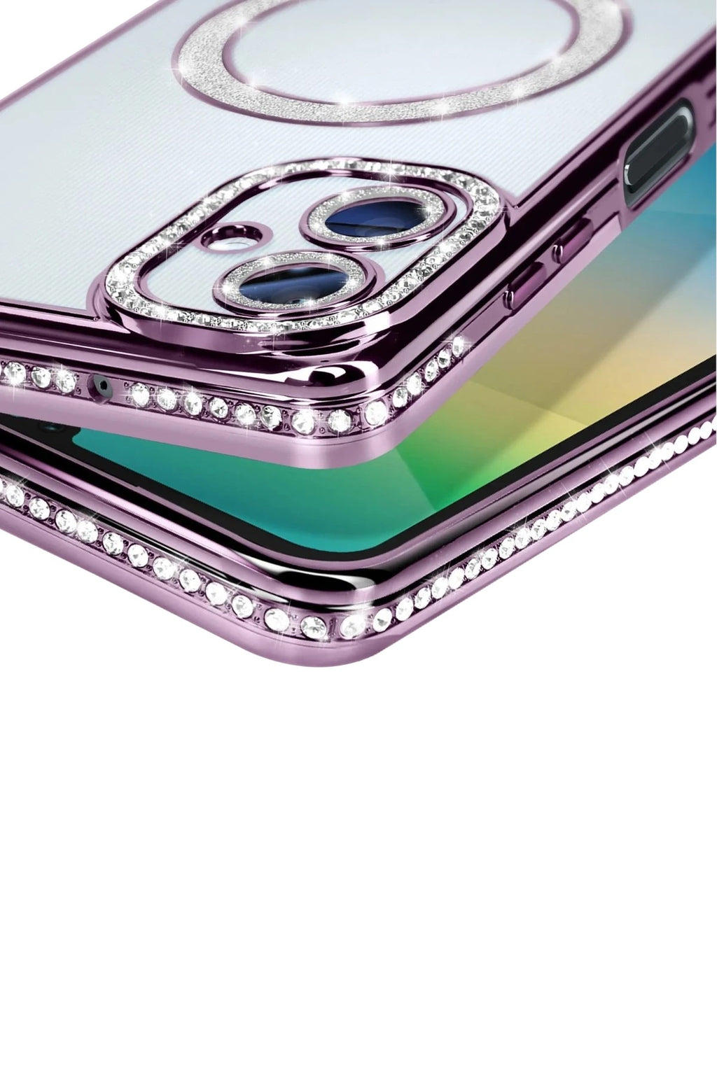 Mey İthalat® Samsung Galaxy A06 Joke Simli Magneticsafe Kılıf - Derin Mor