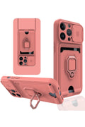 Mey İthalat® iPhone 14 Pro Max Kılıf Zuma Kartvizitli Yüzüklü Silikon - Pembe