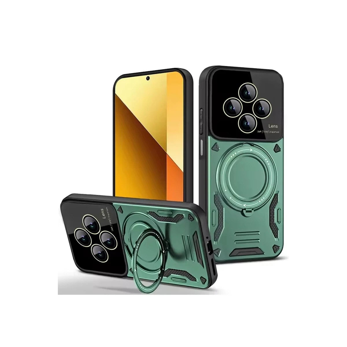 Mey İthalat® Redmi 14C Kılıf Joy Lens Standlı Kapak - Koyu Yeşil