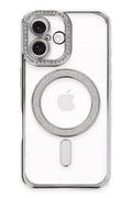 Mey İthalat® iPhone 16 Plus Kılıf Joke Simli Magneticsafe Kılıf - Gümüş