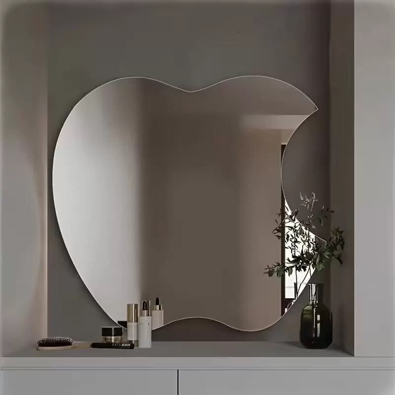 Mey İthalat® Apple Tasarım Kırılmayan Pleksi Duvar Aynası - 30x30 cm Modern Dekoratif Ayna