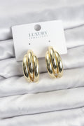 Mey İthalat® Gold Renk Pirinç Yarım Halka Model Kadın Küpe