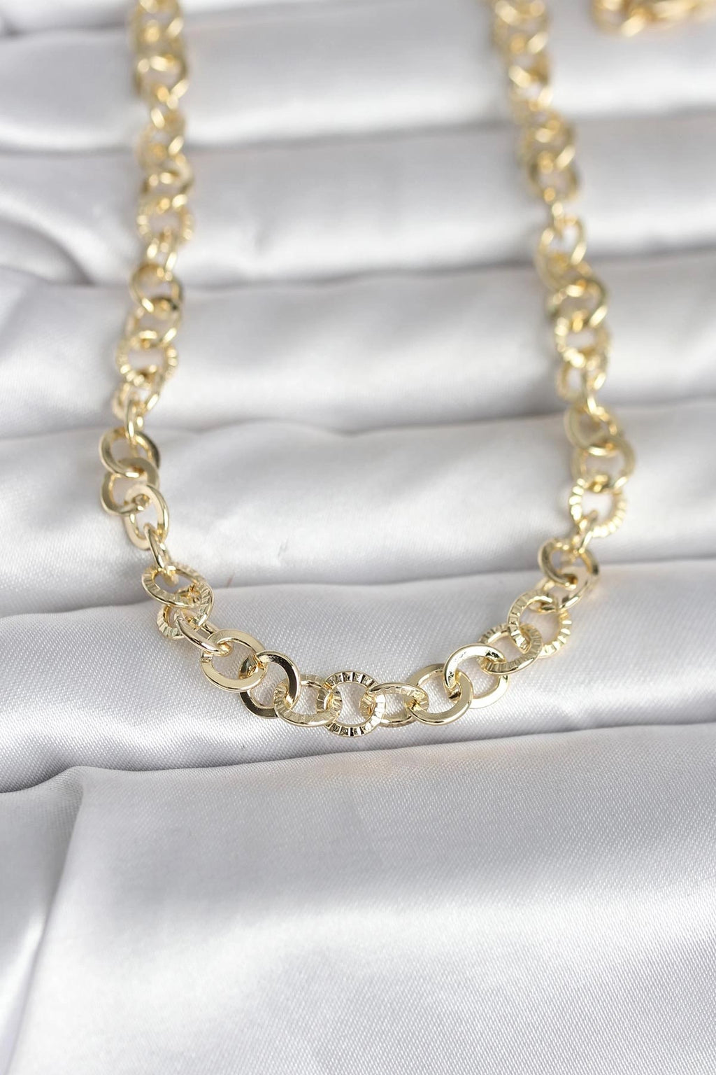 Mey İthalat® CM 14K Gold Renk Kalın Halka Zincirli 60 cm Kadın Kolye