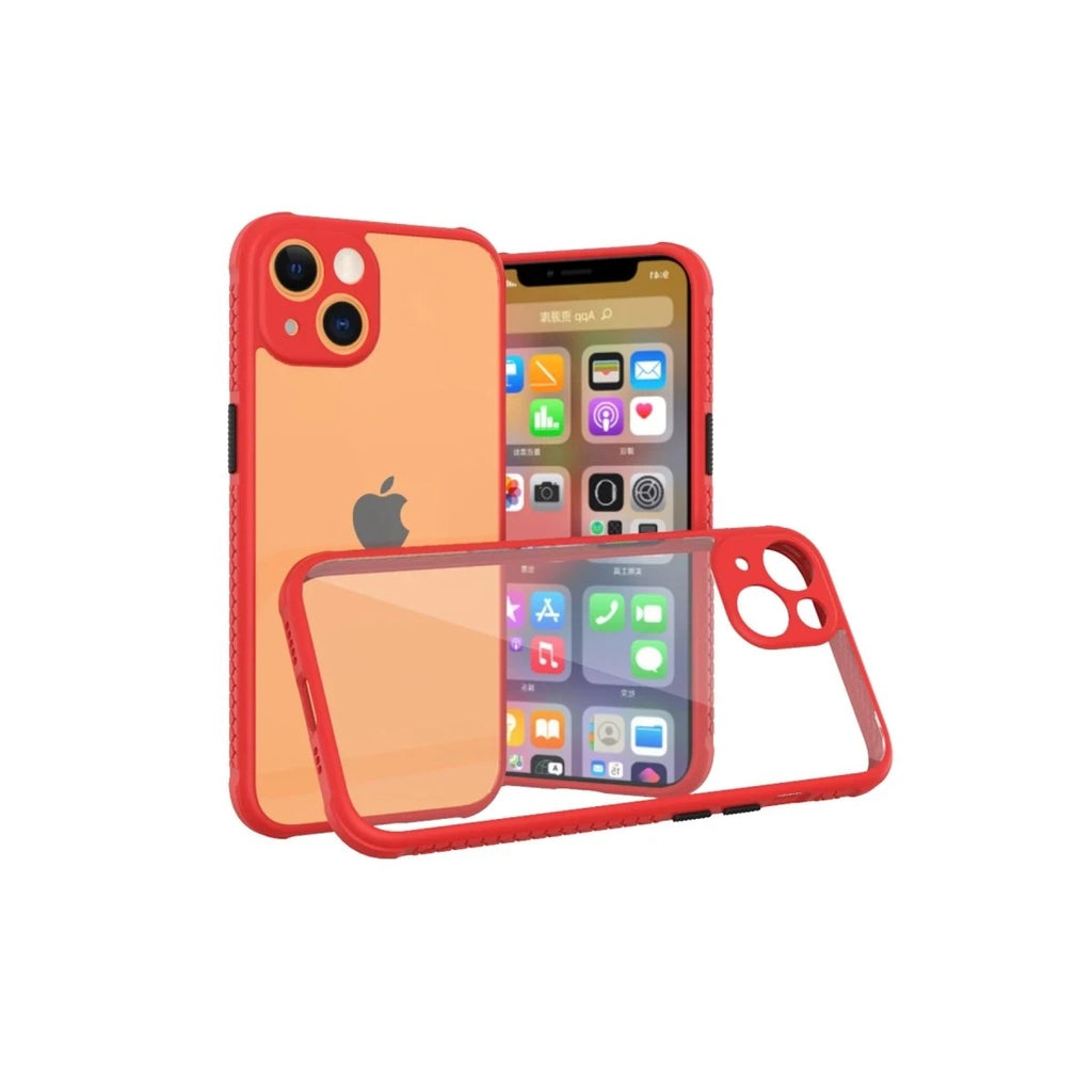 Mey İthalat® iPhone 13 Mini Kılıf Miami Şeffaf Silikon - Kırmızı