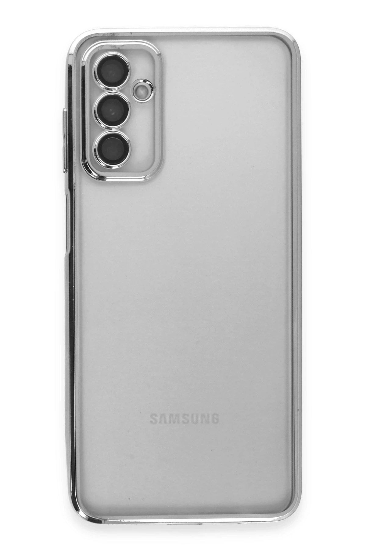 Mey İthalat® Samsung Galaxy M23 Kılıf Lensli Silikon - Gümüş