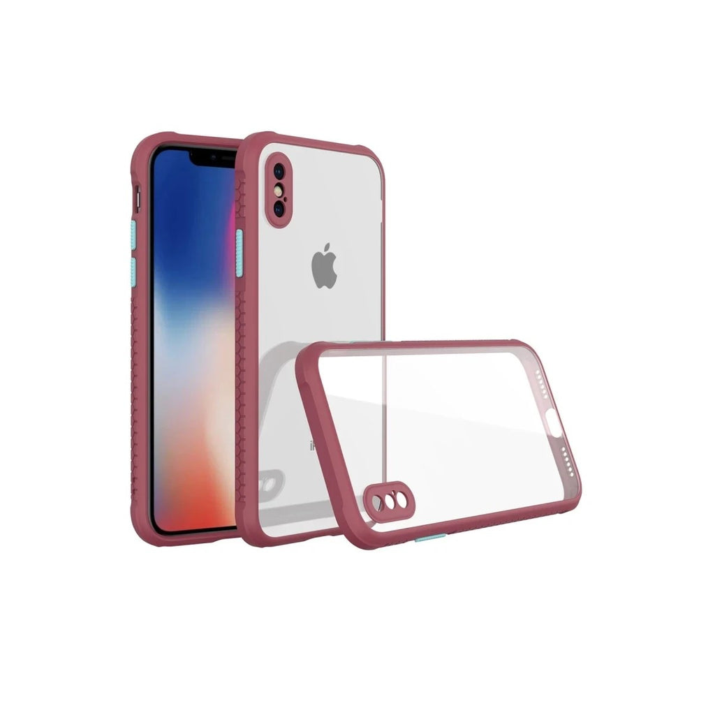 Mey İthalat® iPhone XS Max Kılıf Miami Şeffaf Silikon - Fuşya