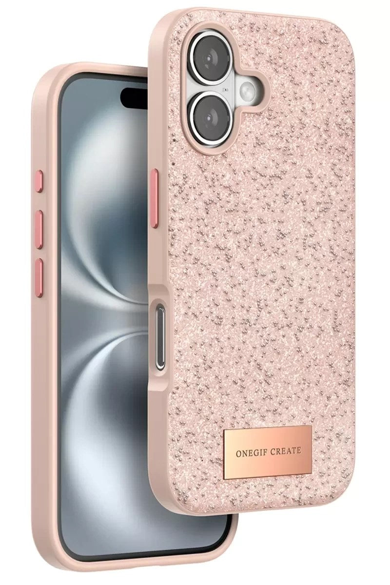 Mey İthalat® iPhone 16 Bright Simli Kapak - Pembe