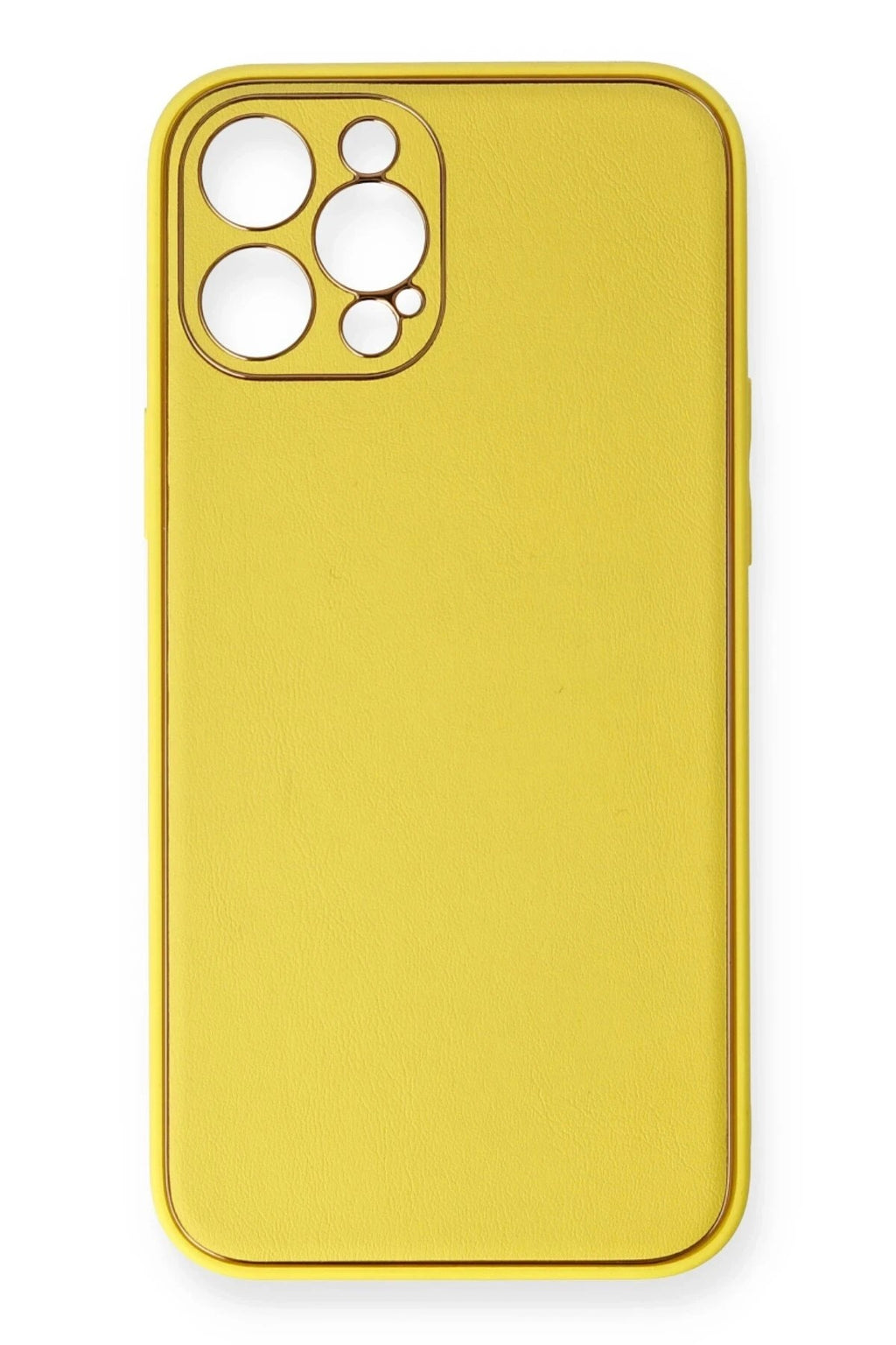 Mey İthalat® iPhone 12 Pro Kılıf Coco Deri Silikon Kapak - Sarı