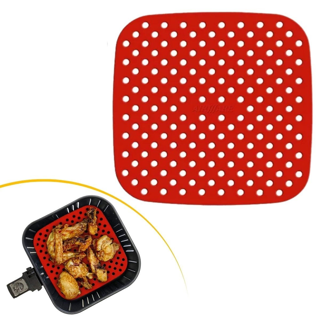 Siyah Isıya Dayanıklı Yıkanılabilir Silikon Fırın Ve Airfryer Kare Model Pişirme Matı 21,5 Cm