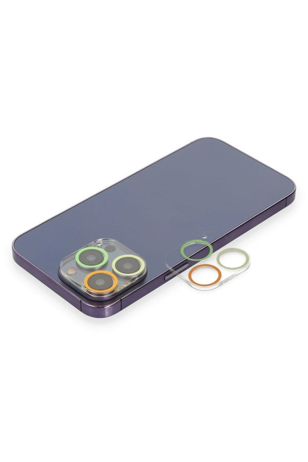 Mey İthalat® iPhone 13 Pro Max Renkli Kamera Lens Koruma Cam - Sarı-Turuncu