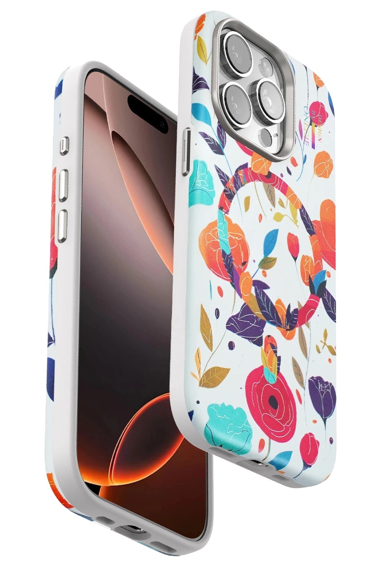 Mey İthalat® iPhone 14 Pro Max Flower Series Magsafe Kapak - Beyaz