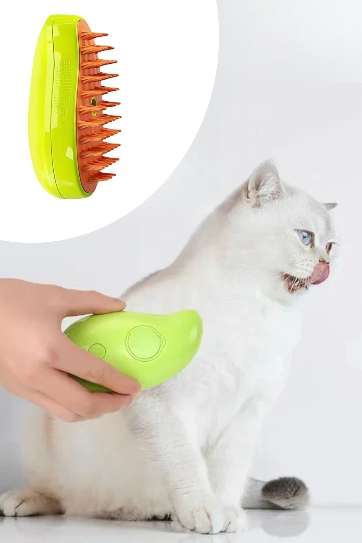 Buharlı Yumuşak Silikon Uçlu Kedi & Köpek Tüy Tarama Tarağı Yıkama Fırçası