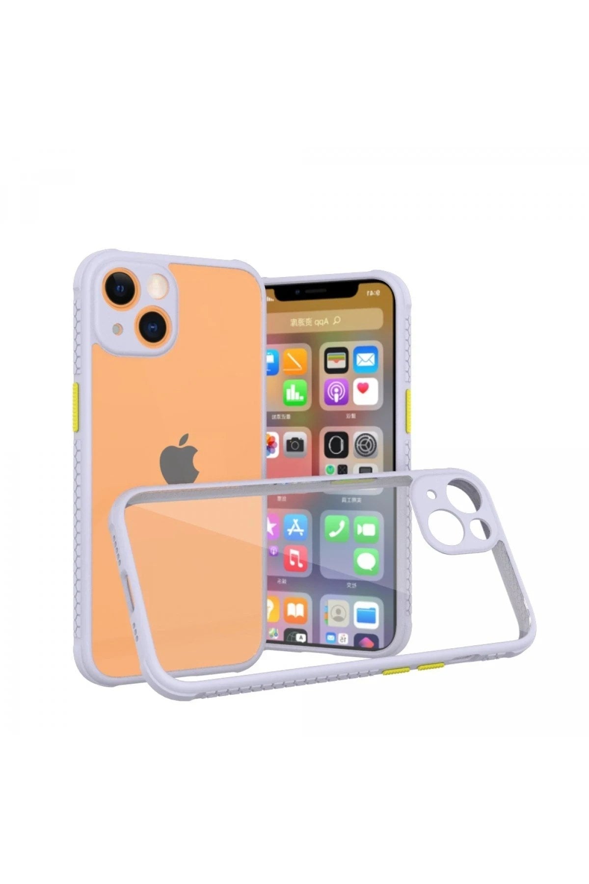 Mey İthalat® iPhone 13 Mini Kılıf Miami Şeffaf Silikon - Lila