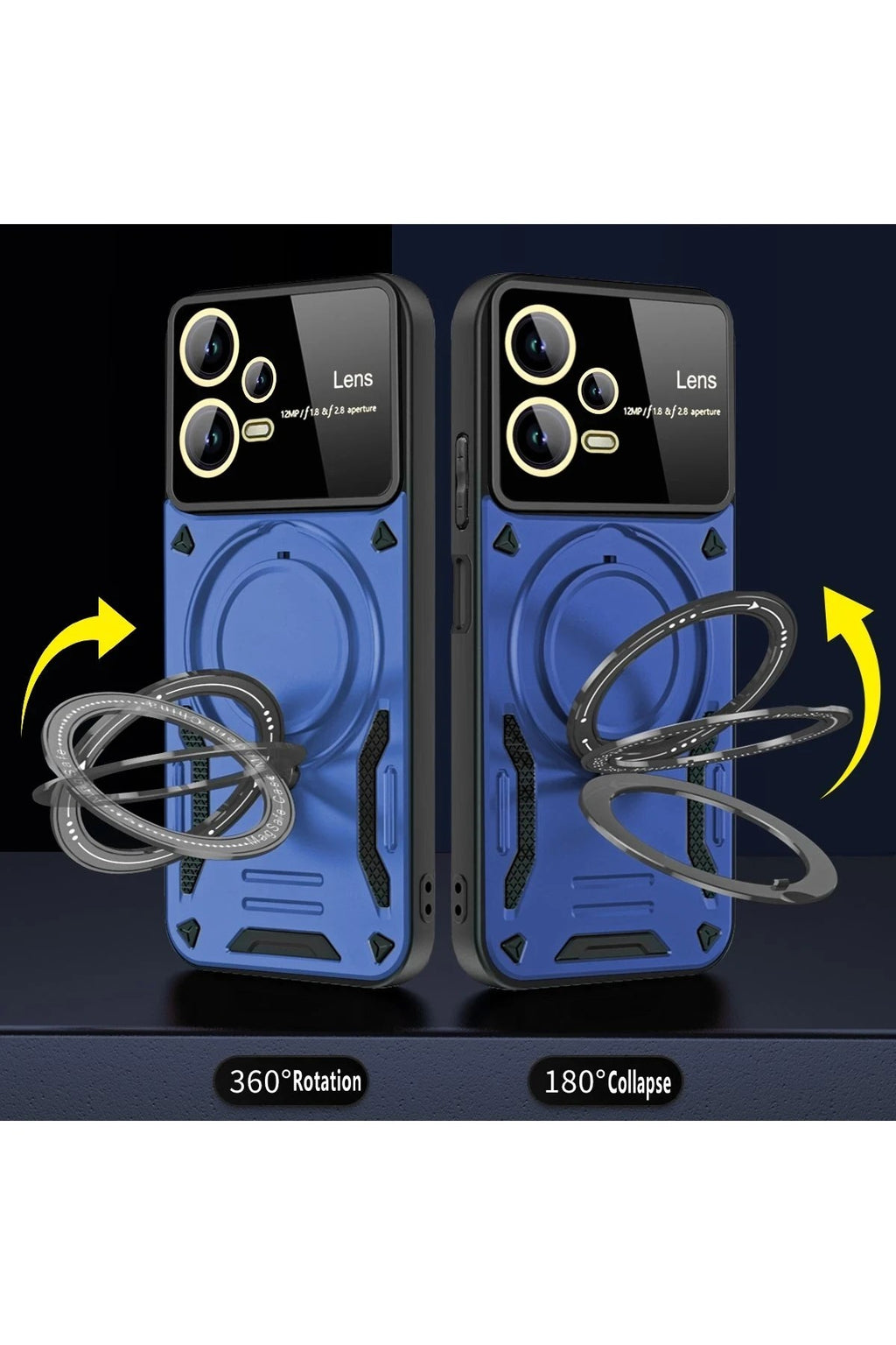 Mey İthalat® Redmi Note 12 Pro 5G Kılıf Joy Lens Standlı Kapak - Mor