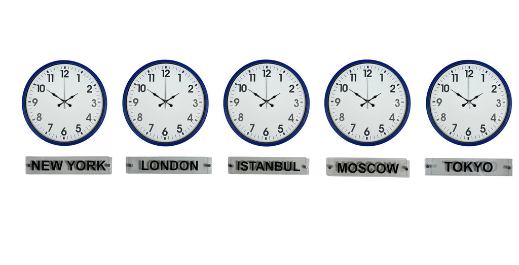 Lacivert World Navy 36 Cm Tabelalı 5’li Saat Seti