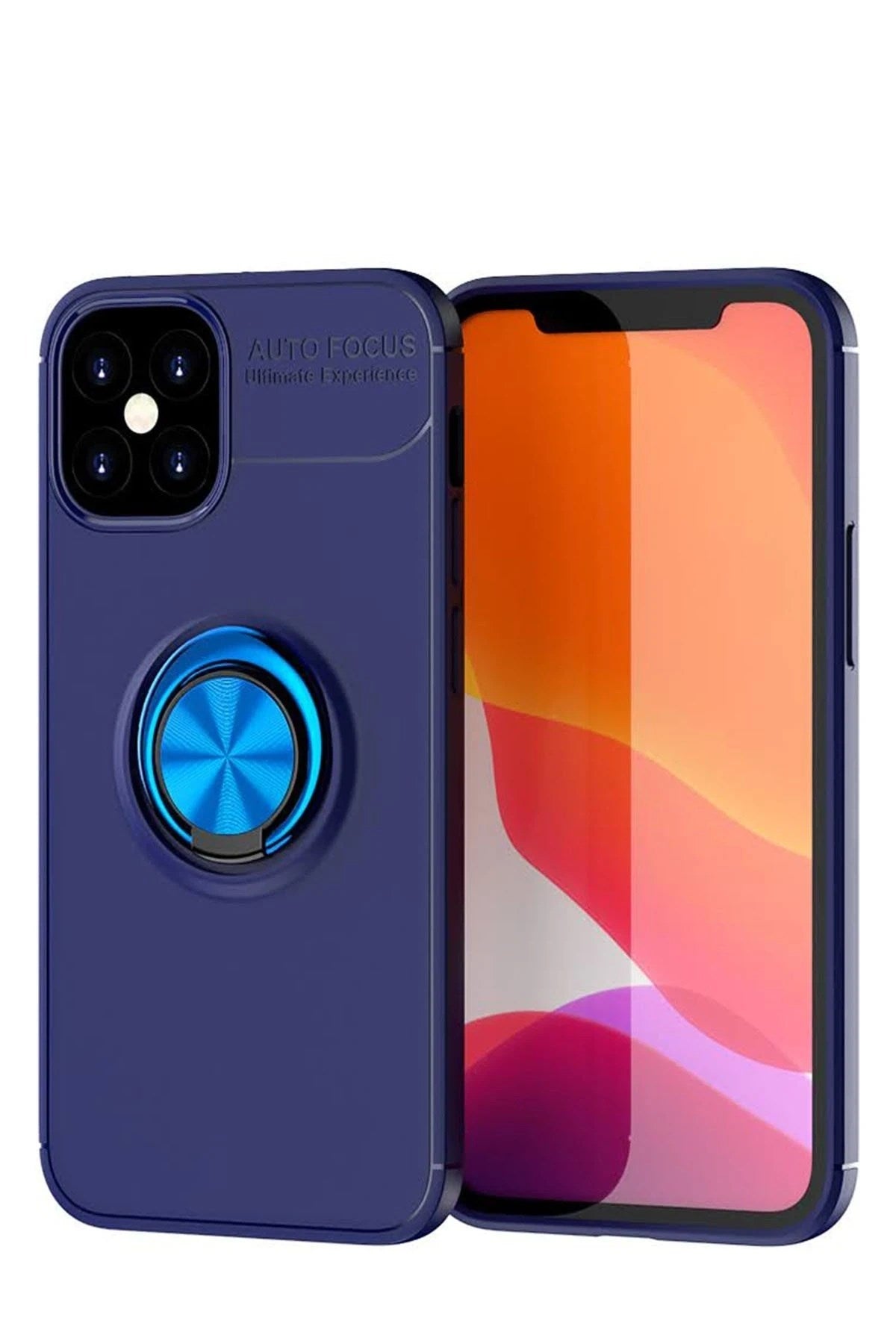 Mey İthalat® iPhone 12 Mini Kılıf Range Yüzüklü Silikon - Mavi